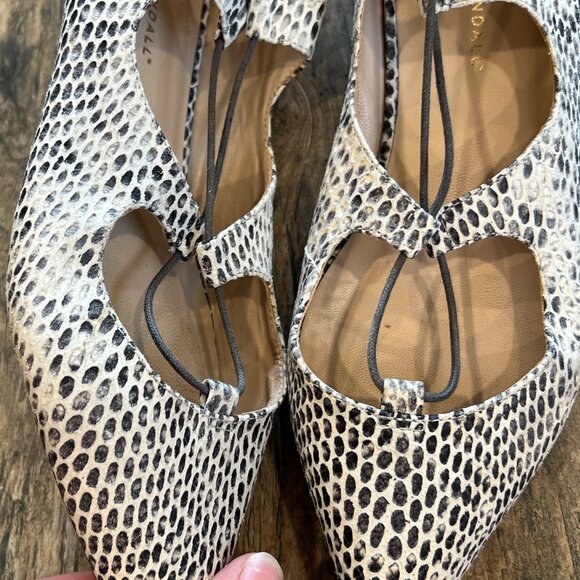 Loeffler Randall Ambra Flat Black White Snakeskin Lace Up Flats - Picture 5 of 9